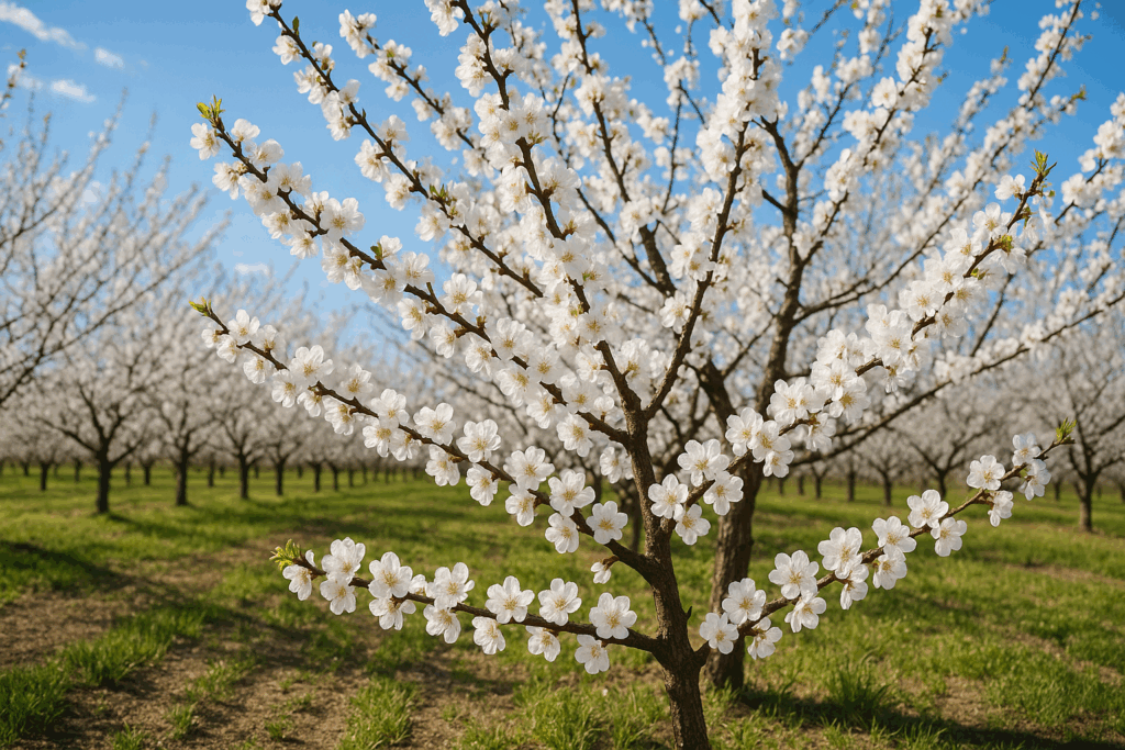 Abricotier en fleurs au printemps annonçant la future récolte d'été